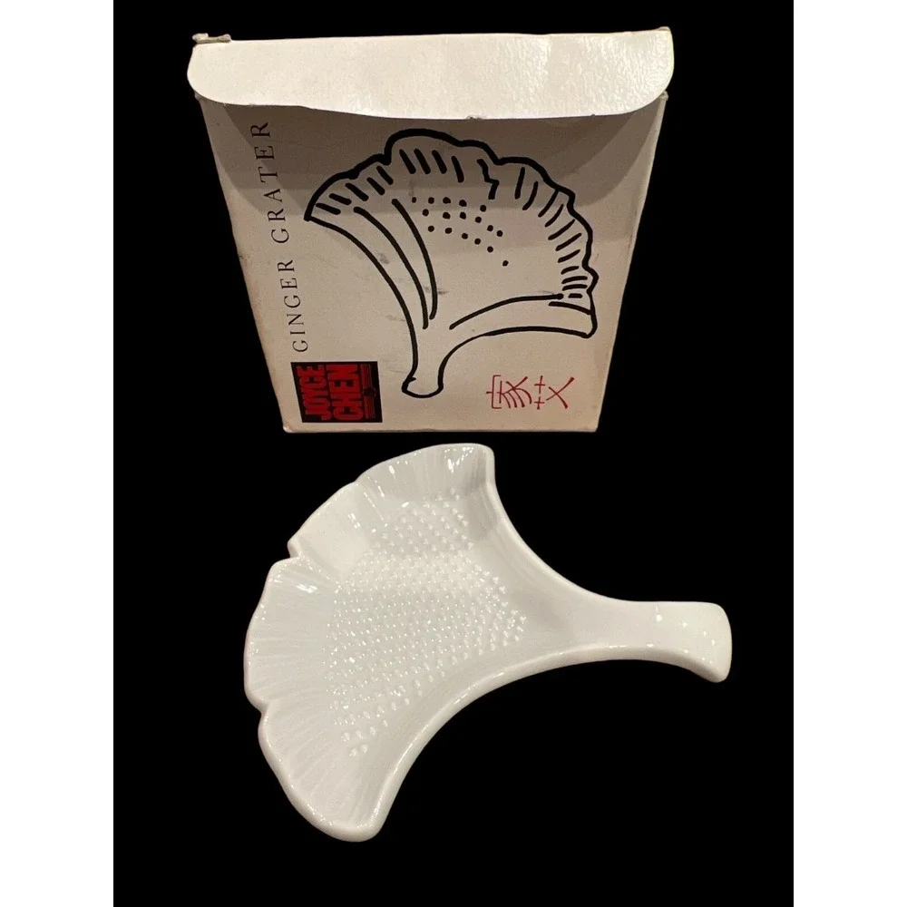 Joyce Chen Fine Porcelain Gingko Leaf Ginger/Garlic Grater Made In Japan 1991